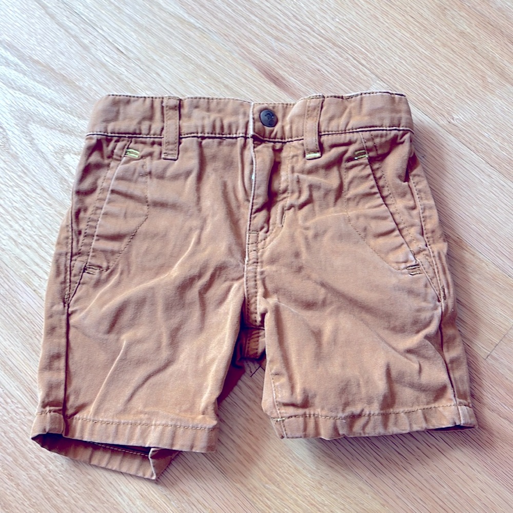 Billy Bandit chino boys shorts rust khakis with neon highlighter details size 2T